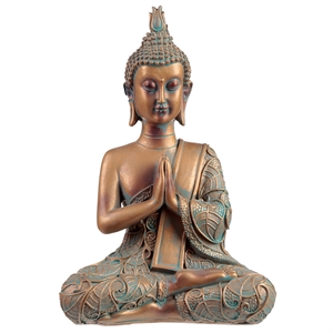 Buddha 311C siddende kobberfarvet h:21cm
